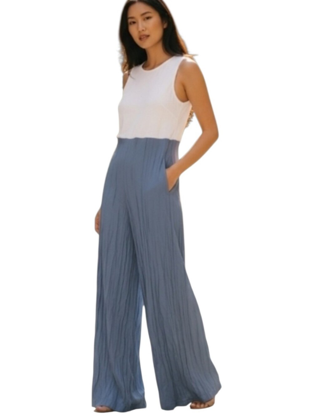 NWT shinestar Sleeveless jumpsuit Rayon L p2p19 L57